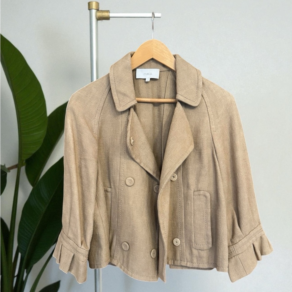 Cropped Linen Trench Summer Jacket Lightweight